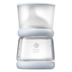 babycare 歪头仿母乳防胀气玻璃奶瓶宽口径小月龄新生儿奶瓶 160mL-静谧蓝-S
