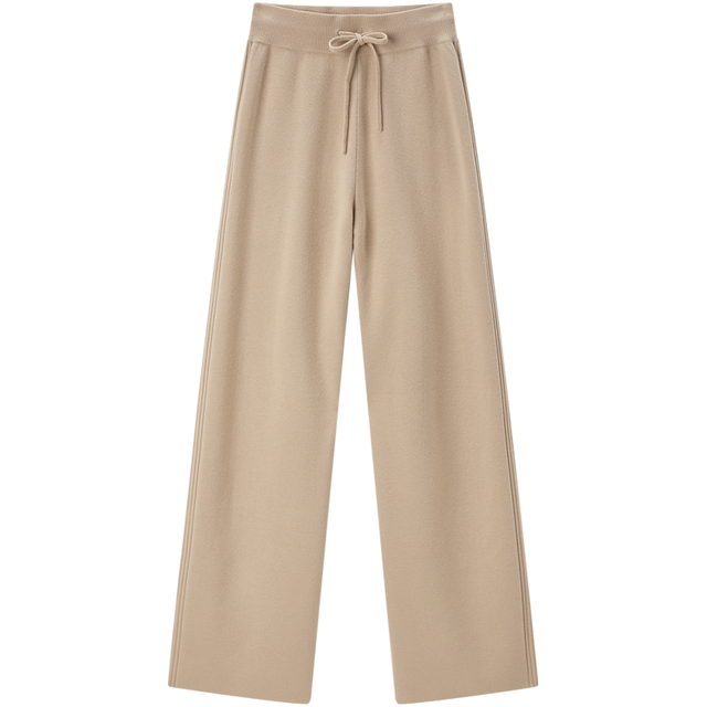 乐町 柔顺软垂温暖感针织裤春秋女生宽松显瘦休闲裤长裤