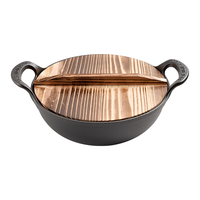 鼎时铸铁炒锅平底加厚双耳炒菜锅无涂层炖锅燃气电磁炉生铁元宝锅20cm 杉木盖铸铁锅 20cm