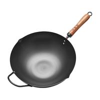 王源吉 铁锅炒锅家用精铸铁燃气灶煤气灶适用老式无涂层不粘炒菜锅