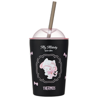 膳魔师(THERMOS)保温杯316L不锈钢男女带盖吸管杯三丽鸥联名 黑色360ml