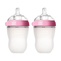 comotomo/可么多么(como tomo)EN250TP 婴儿全硅胶防摔奶瓶 粉色 宽口径 250ML 两个装