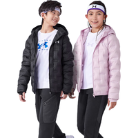安德玛（Under Armour）【热力羽绒】童装秋冬儿童羽绒服女童轻薄连帽短款外套244106175 黑色 120cm