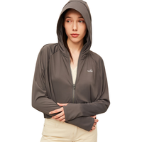 OhSunny防晒衣女宽松透气连帽披肩衫开车防晒服薄外套 摩卡灰 M/F