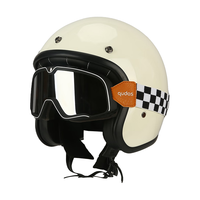 奇达士（qudas）德国品牌复古摩托车头盔男3C认证机车女四分之三盔电动车头盔 555象牙白+大框风镜 L