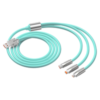 毕亚兹三合一100W快充数据线USB to Type-C/Lightning/Micro液态硅胶充电线1.88米支持苹果华为小米荣耀