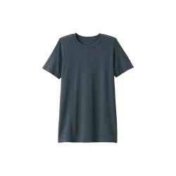 無印良品 MUJI 男式 棉冬季 圆领 短袖T恤 打底衫 深灰色 XS