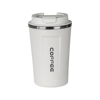 广意 咖啡杯大容量不锈钢带盖保温随行杯外带车载便携水杯小号 GY7975 304经典咖啡杯 白色