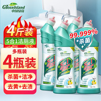 绿岛 Green island 洁厕灵 马桶清洁剂 卫生间除臭垢尿碱溶解剂杀菌 消毒去异味黄4瓶 2000g