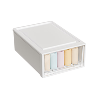 稻草熊抽屉式收纳箱可叠加衣柜收纳分层储物箱家用衣服整理箱内衣收纳盒 进深53宽35高30cm 【透明白】实惠单个装