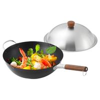 YOSHIKAWA 吉川 乡技炒锅铁锅33cm带盖 日本进口