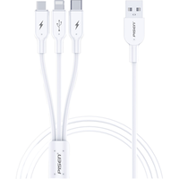 品胜 Type-C/Micro-B/Lightning 3A 三合一数据线 尼龙编织 1.2m 苹果白