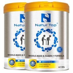 Natur Top 脱脂高钙高蛋白多维 中老年成人奶粉  2罐中老年奶粉900g 1.1-2kg 罐装