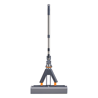 柏图佳33cm海绵拖把家用对折式吸水免手洗懒人拖地胶棉墩布拖布 【33cm胶棉拖把】+2块拖把头