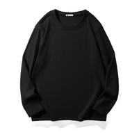 真维斯(JEANSWEST Z+)双面绒圆领男士长袖T恤纯色休闲运动风上衣秋冬季保暖内搭打底衫 黑 XL