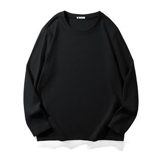 真维斯（JEANSWEST Z+）双面绒圆领男士长袖T恤纯色休闲运动风上衣秋冬季保暖内搭打底衫 黑 XL