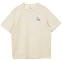 杰克·琼斯（JACK&JONES）25年男装男士半袖夏季冰氧酷面料宽松圆领撞色美式胶印短袖T恤男 乳白色A05 3XL