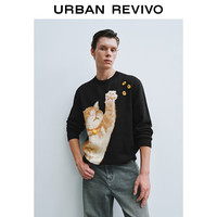 UR2025秋季男装趣味休闲萌宠图案圆领针织衫UUV950029 黑色 M