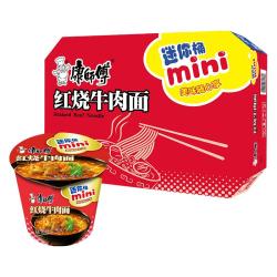 康师傅 方便面迷你桶红烧牛肉鲜虾香菇