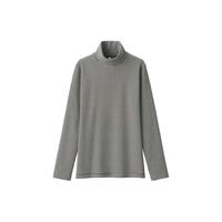 無印良品 MUJI(無印良品 )女式 起毛罗纹织高领长袖T恤 打底衫女款内搭秋季24年秋 黑色条纹 L (165/88A)