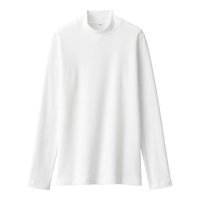 無印良品 MUJI(無印良品 )女式 起毛罗纹织半高领长袖T恤上衣打底衫内搭秋冬24年冬 白色 M (160/84A)