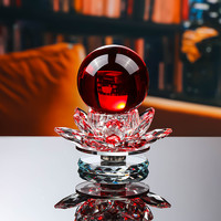 OIMG s24050903 桌面摆件 14cm高度 红色球+莲花座