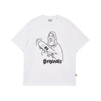 杰克·琼斯（JACK&JONES）男装夏季男宽松圆领纯棉舒适刺绣印花上衣短袖T恤男款224201249 本白色 L 180