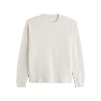 ABERCROMBIE & FITCH男装24春秋款美式复古廓形圆领微华夫格纹长袖T恤KI124-4341 象牙白 M (180/100A)