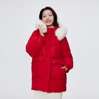 波司登 冬季女可脱卸帽中长款时尚休闲羽绒服