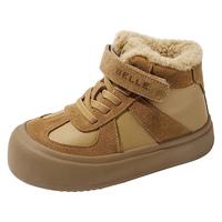 百丽童鞋女童复古加绒板鞋冬款男童运动鞋儿童二棉鞋保暖高帮鞋子