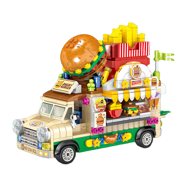 哲高 汉堡车积木拼装雪玩具
