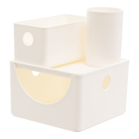 MINISO 名创优品 化妆品收纳盒笔刷眉笔收纳桶乳液面膜收纳箱3件套 化妆品收纳3件套