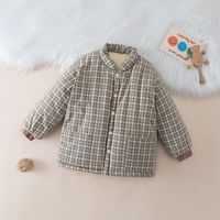 2025冬季棉袄棉花填充韩版校服格子上衣加厚棉袄