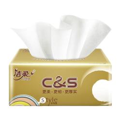 洁柔 抽纸(C&S) 3层100抽纸面巾亲肤纸缤纷抽纸 肤感系列 3层 100抽*24包