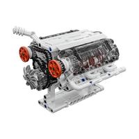 曼波 拼装积木男孩玩具V6发动机模型14+小颗粒积木桌面摆件