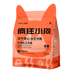 疯狂小狗 小中大型犬冻干夹心狗粮泰迪金毛成犬幼犬通用牛肉三文鱼狗粮 牛肉三文鱼1kg