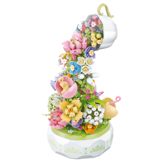 森宝积木 611050 花颜茶语积木花音乐盒