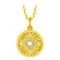 周大福 碎金铜钱碎碎冰碎金金足金镶钻黄金吊坠女 ERU57