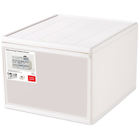 稻草熊抽屉式收纳箱大号衣物收纳盒整理箱衣服收纳箱可叠加收纳柜储物箱 【42L】茶色款-深47*30*30cm 单个装