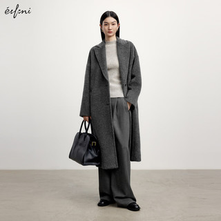 伊芙丽（eifini）蒋欣代言高级感长毛苏力经典百搭中长款大衣冬季外套女 极致灰  S 155/80A