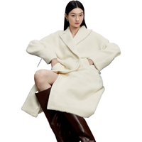 伊芙丽（eifini）蒋欣代言高级感长毛苏力经典百搭中长款大衣冬季外套女 米白 M 160/84A