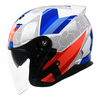 YEMA 野马 摩托车头盔电动车男女四季通用3C认证成人踏板四分之三盔帽 式微红蓝版 L码