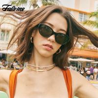 Fakeme复古太阳镜质感板材猫眼框防紫外线墨镜男女百搭金吉拉 longblack BSV(极简黑)