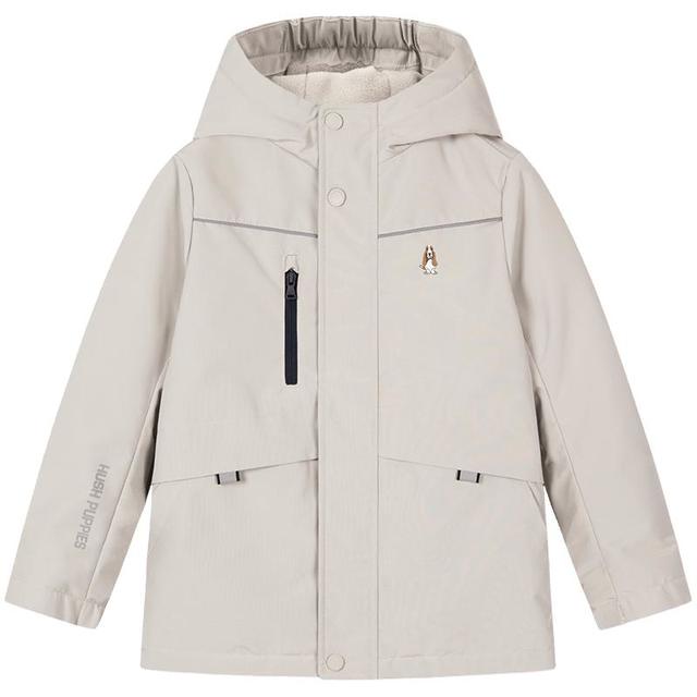 Hush Puppies 暇步士 冬季男女大童简约时尚加厚风衣外套 深紫 110cm