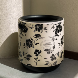 三木青禾 SMQH HOME 巴黎花影 垃圾桶 12L 米黑 大容量 家用客厅卧室