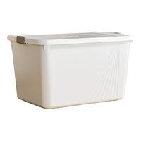 稻草熊超大容量收纳箱家用衣服整理箱玩具书本塑料带轮后备储物周转箱子 【89L】 1个 58.5*43*35.5cm带轮 象牙白 【超大容量，提手款（L 符号）】