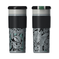 大嘴猴大容量保温杯咖啡杯男女士陶瓷茶水杯儿童 漫画灰600ml 漫画灰(陶瓷内胆) 600ml -吸管提绳