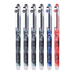 百乐 P500 拔帽中性笔 4黑1红1蓝 0.5mm 6支装