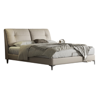 喜临门皮床 双人床主卧真皮大床复古风卧室婚床家具 缓缓 云雾米+白骑士plus床垫 180*200cm