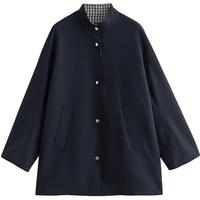 初语巴恩风宽松风衣女2025秋季莱赛尔棉质时髦两面穿外套 藏青色 M